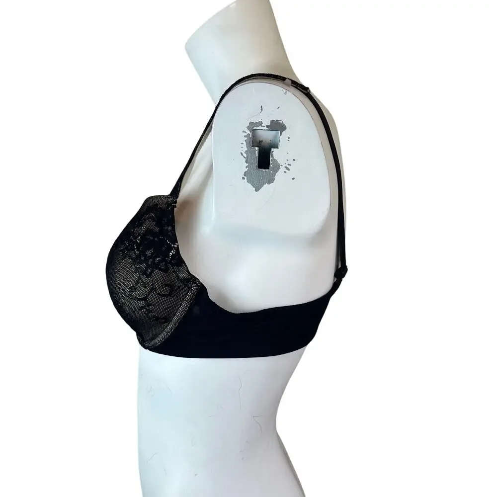 Le Mystere Aria 1271 Black Lace Push Up Bra sz 38B